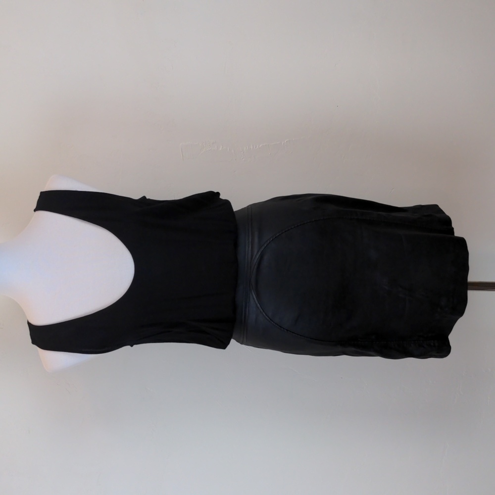 ba&sh Black "Jet" Dress with Leather Skirt